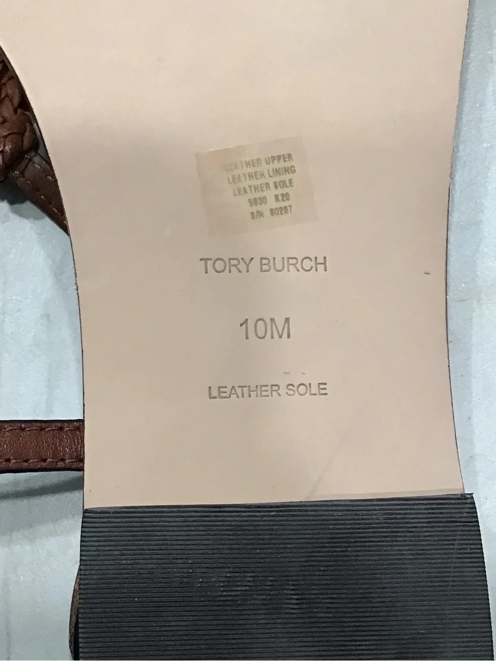 Tory Burch Patos Brown Gold Medallion Leather Flat Sandals Size 10M NIB 80287